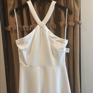 Super Cute White Halter Fit and Flare Dress